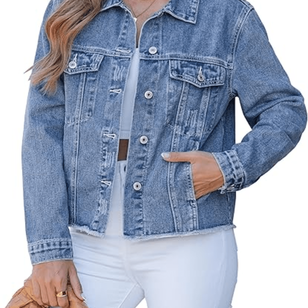 Classic Blue Jacket with Button Front Closure