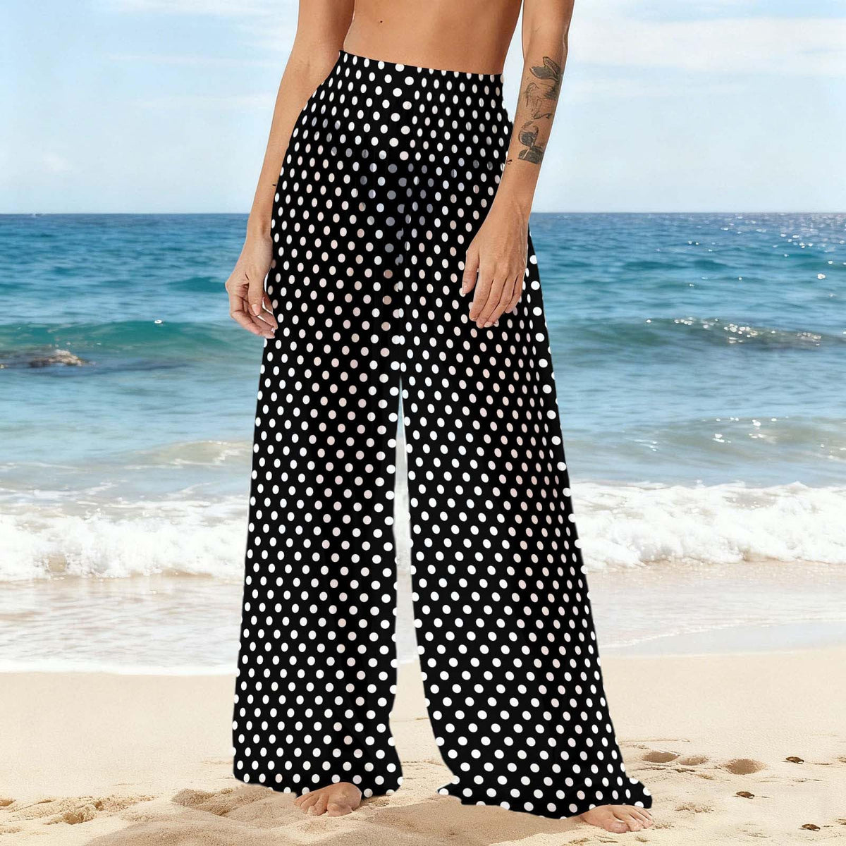 Transparente Strandhose mit Polka-Dots