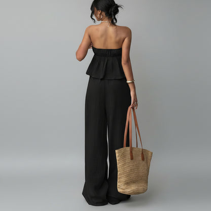 Tie Up Tube Top Pants Set