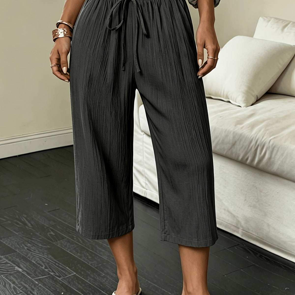 Weit geschnittene Cropped-Sommerhose
