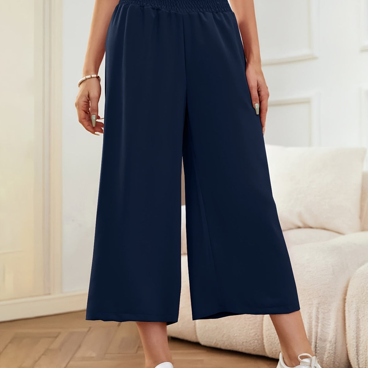 Elegante Cropped-Sommerhose mit weitem Bein