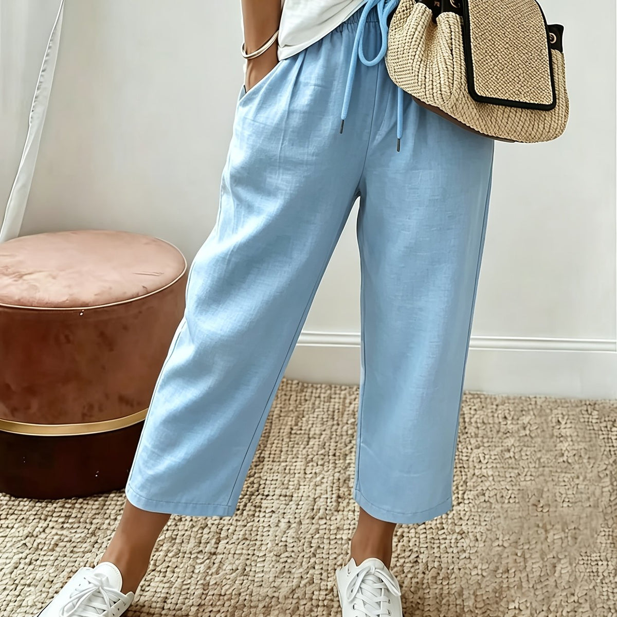 Cropped-Sommerhose mit elastischem Bund