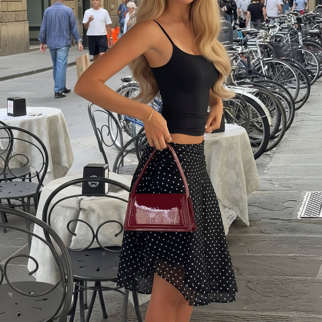 Premium Strandrock mit Polka-Dots und leichten Mesh-Lagen