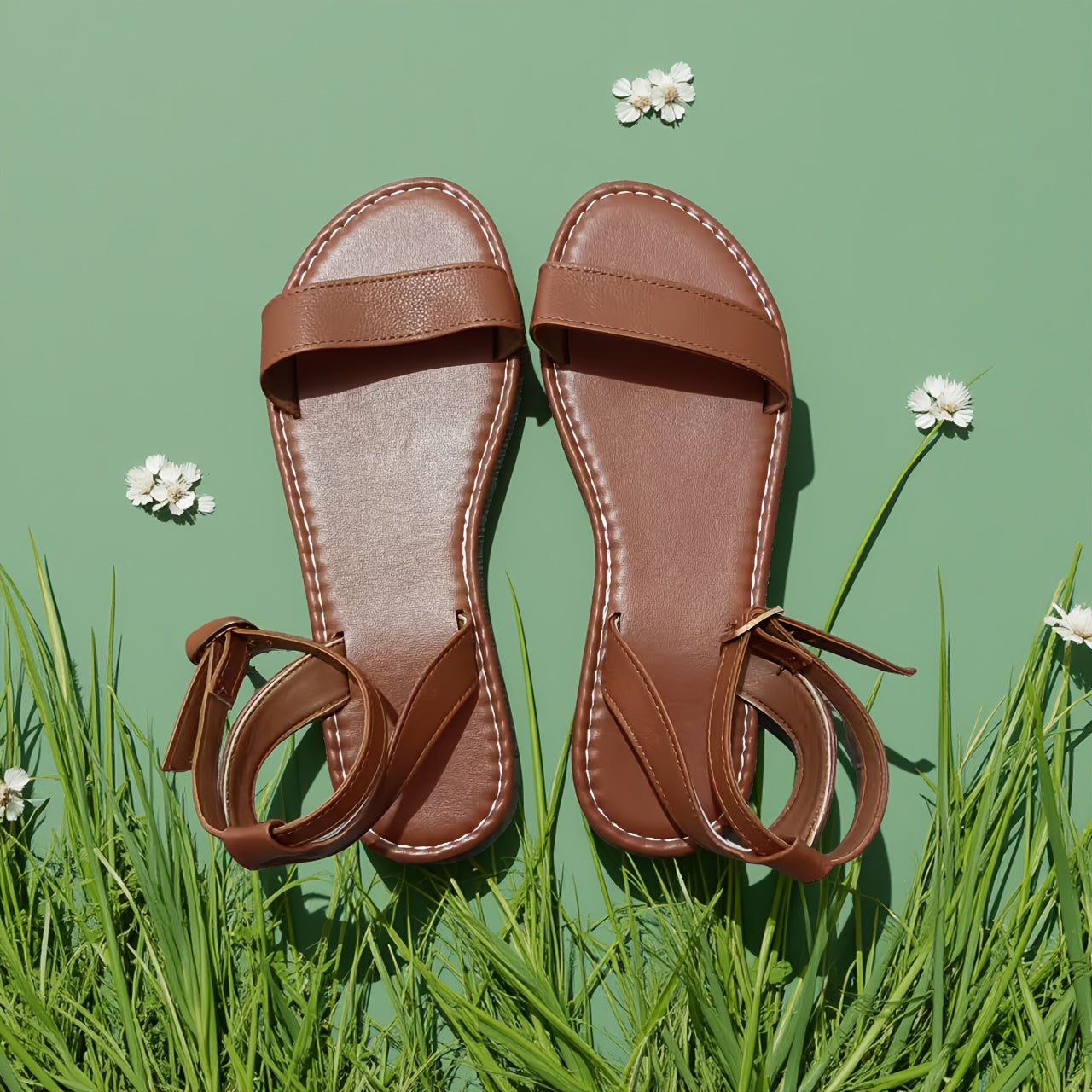 Ankle Strap Leather Sandals