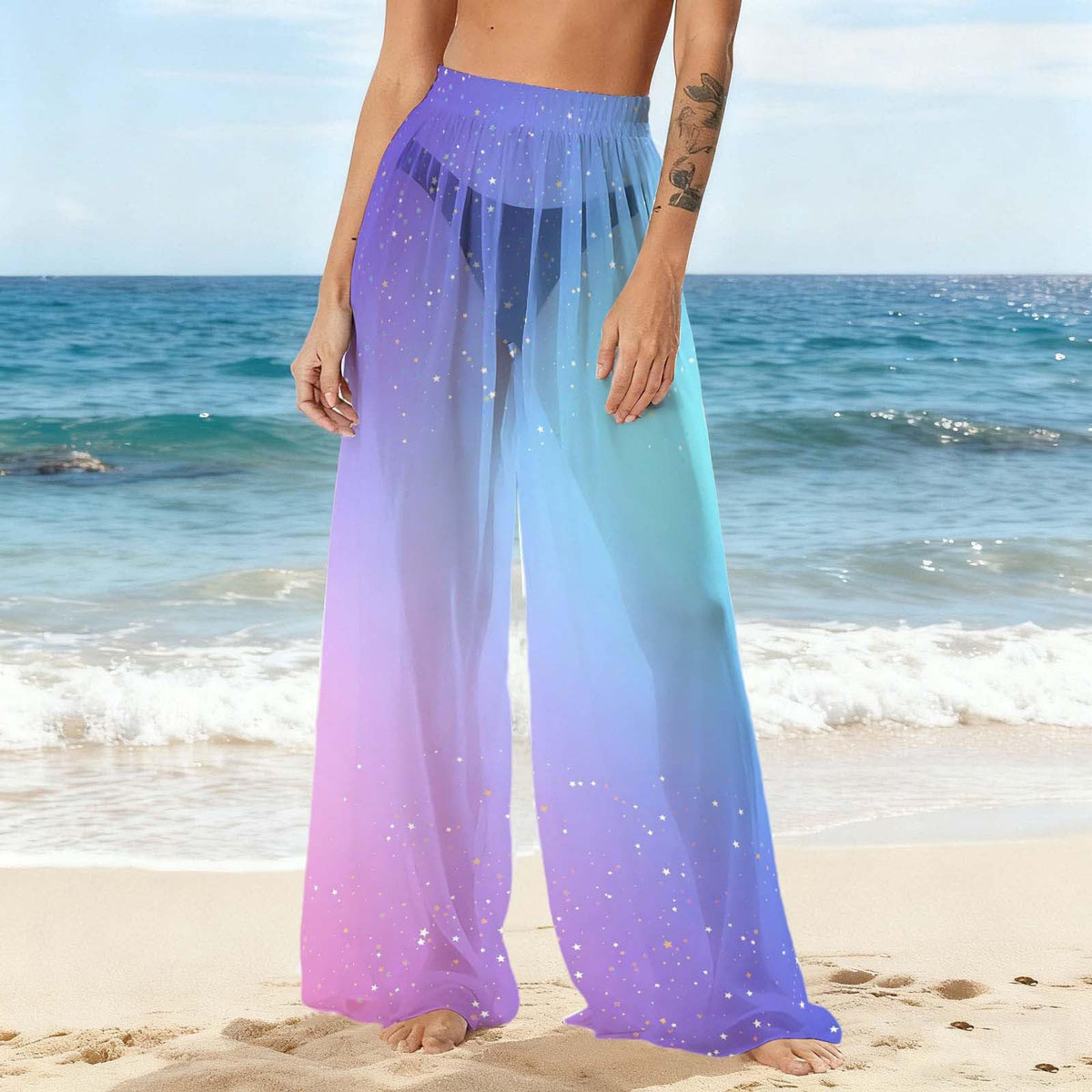 Transparente Strandhose mit Polka-Dots