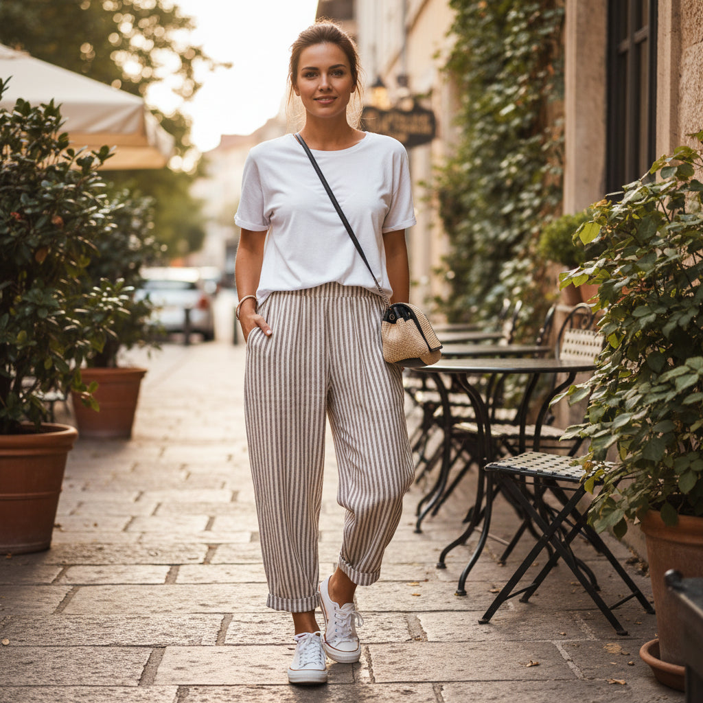 Gestreifte Cropped-Sommerhose