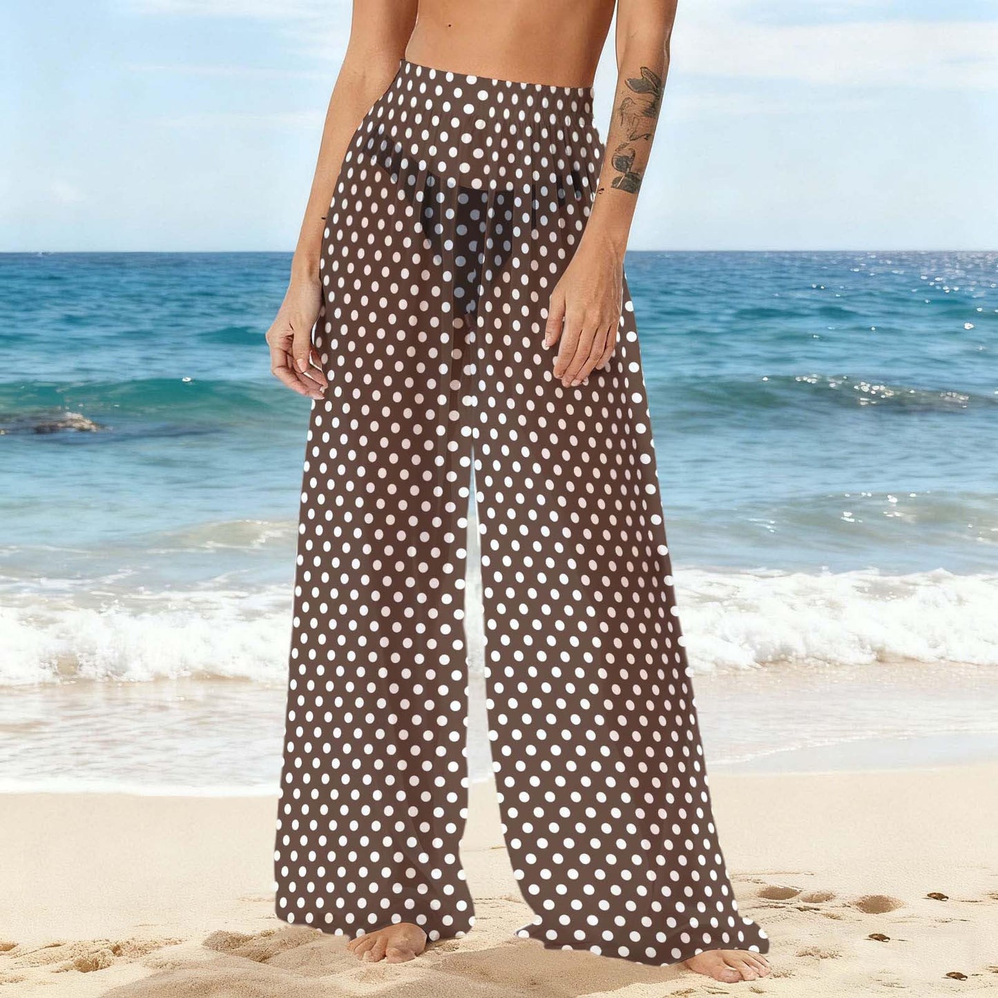 Sheer Polka Dot Beach Cover-Up Pants