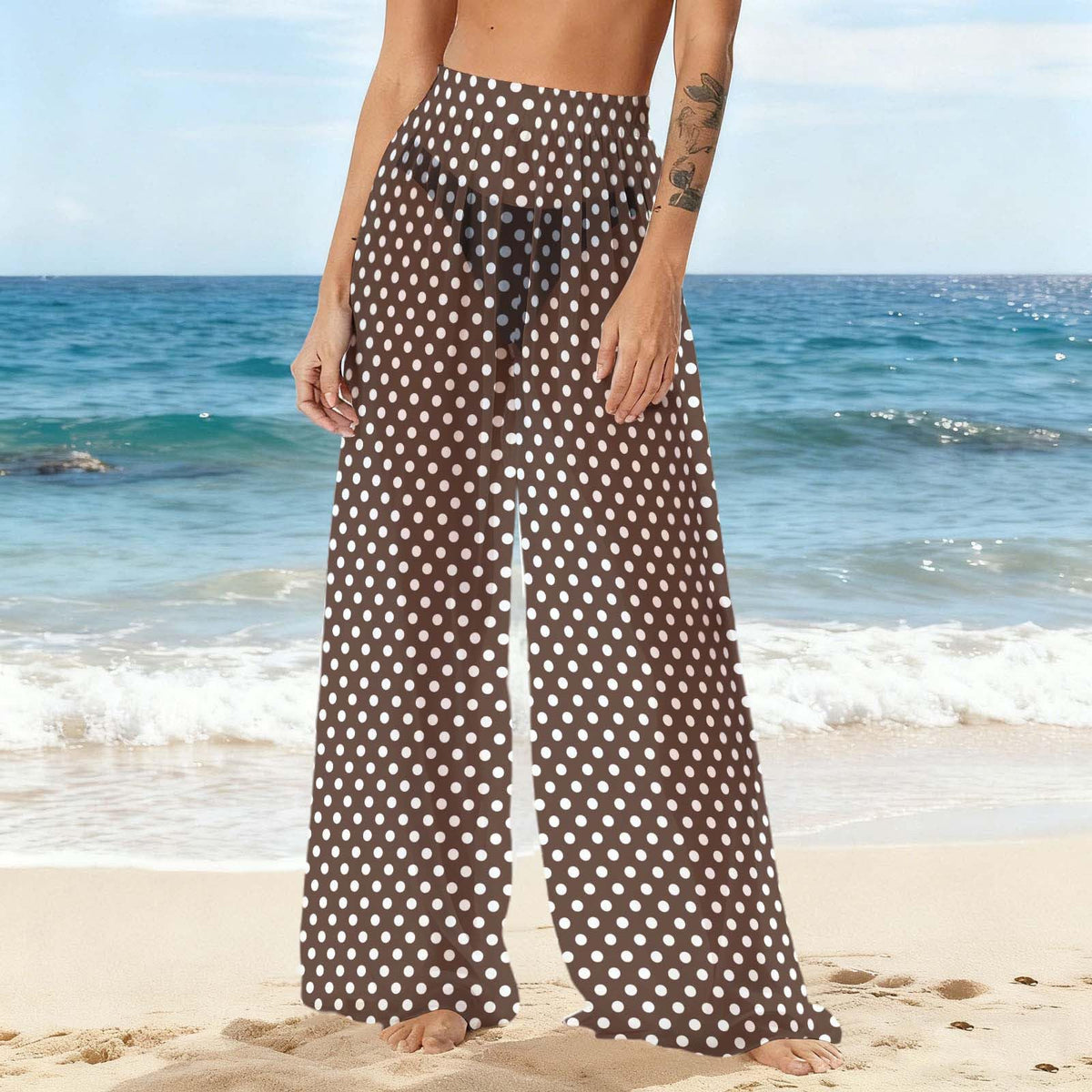 Transparente Strandhose mit Polka-Dots