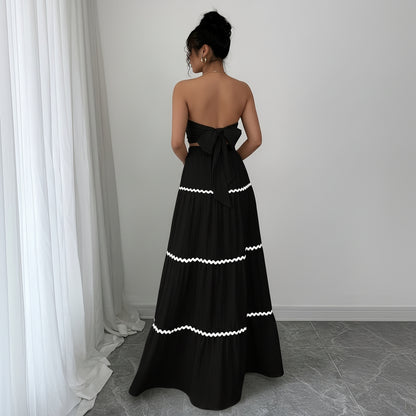 Wavy Lace Strapless Skirt Set