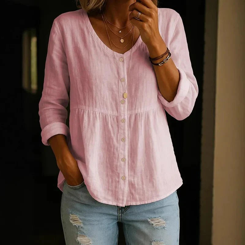 Women's Long Sleeve V Neck Casual Top