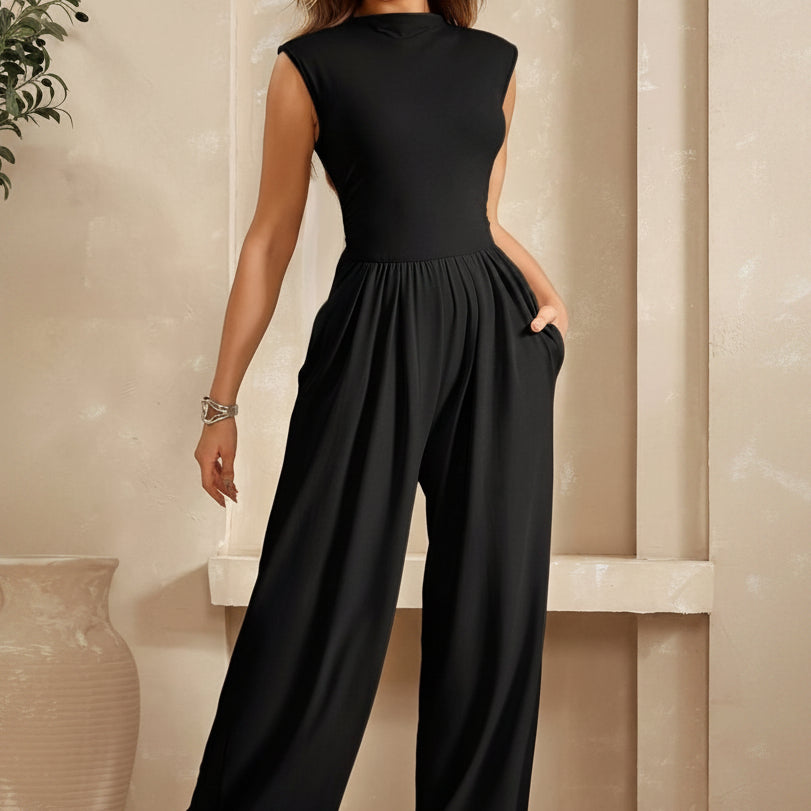 Polished Solid Jumpsuit with Seamless Silhouette Flow