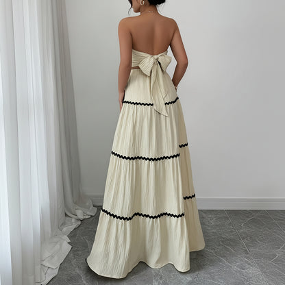 Wavy Lace Strapless Skirt Set