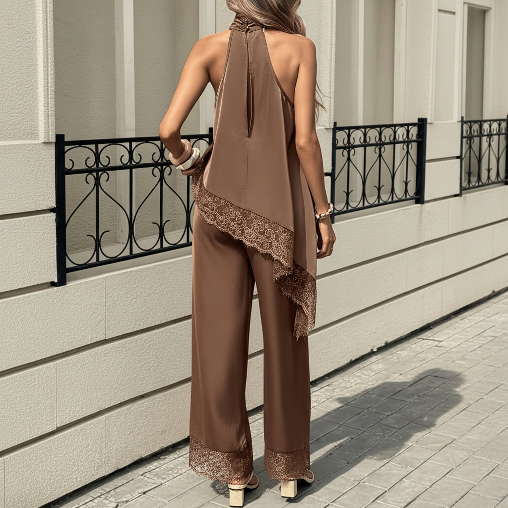 Asymmetrische Saum-Sets mit Spitzenbesatz