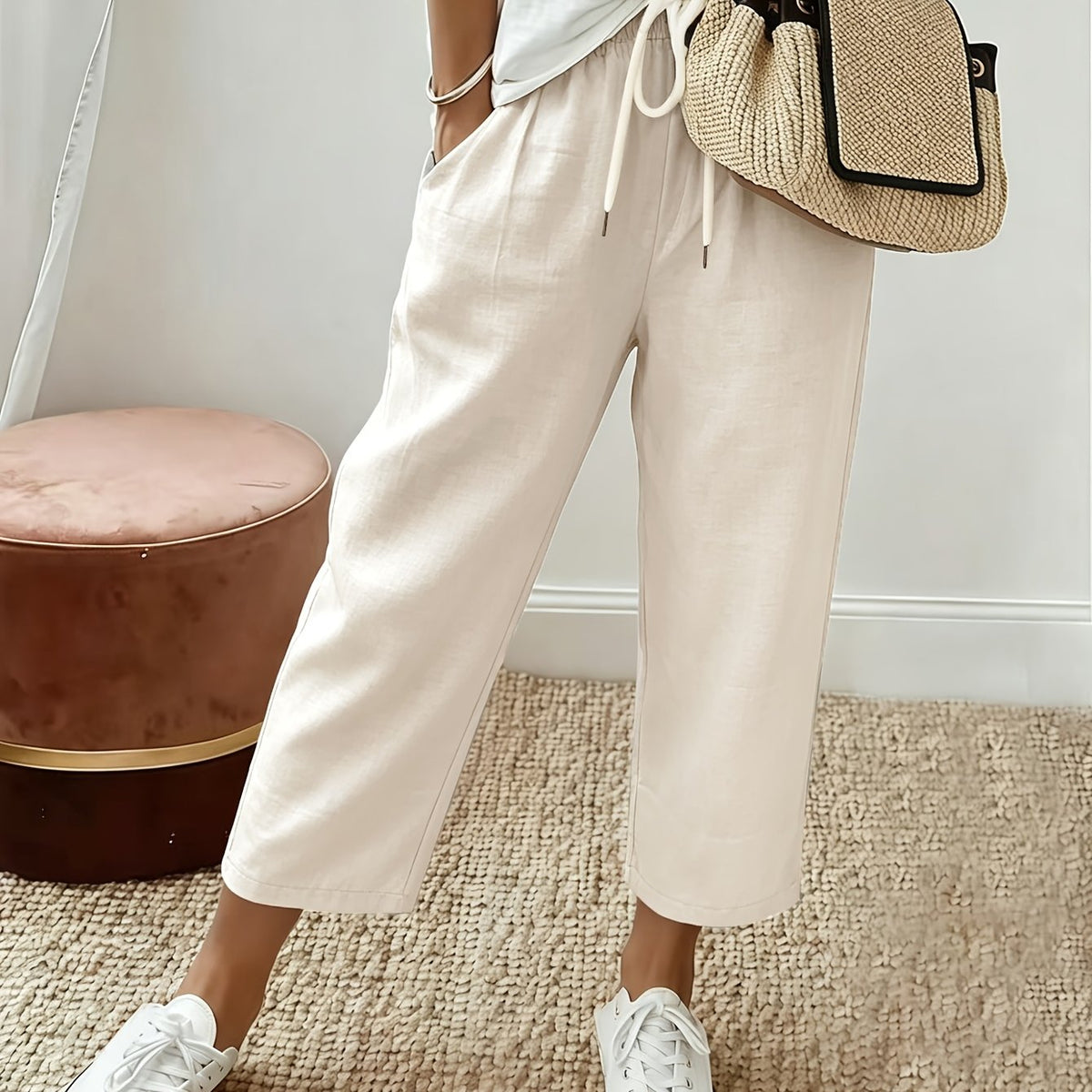 Cropped-Sommerhose mit elastischem Bund