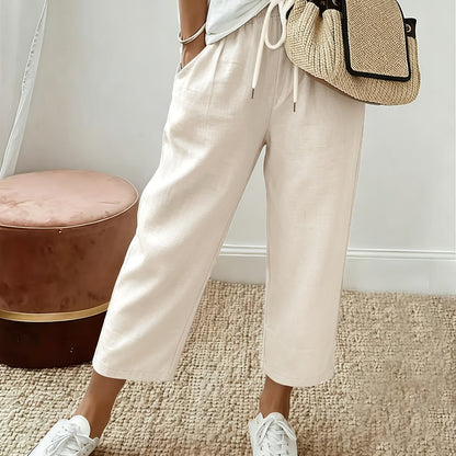 Elastic Waist Cropped Summer Pants