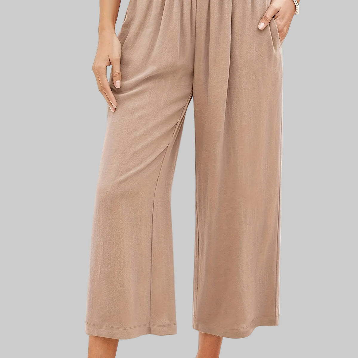 Hoch taillierte, plissierte Cropped-Sommerhose