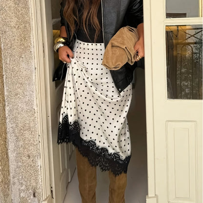 Eleganter Premium-Party-Halber Rock im Polka-Dot-Patchwork-Stil