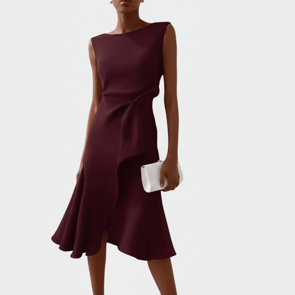 Elegant Sleeveless Midi Dress With Sculpted Fit